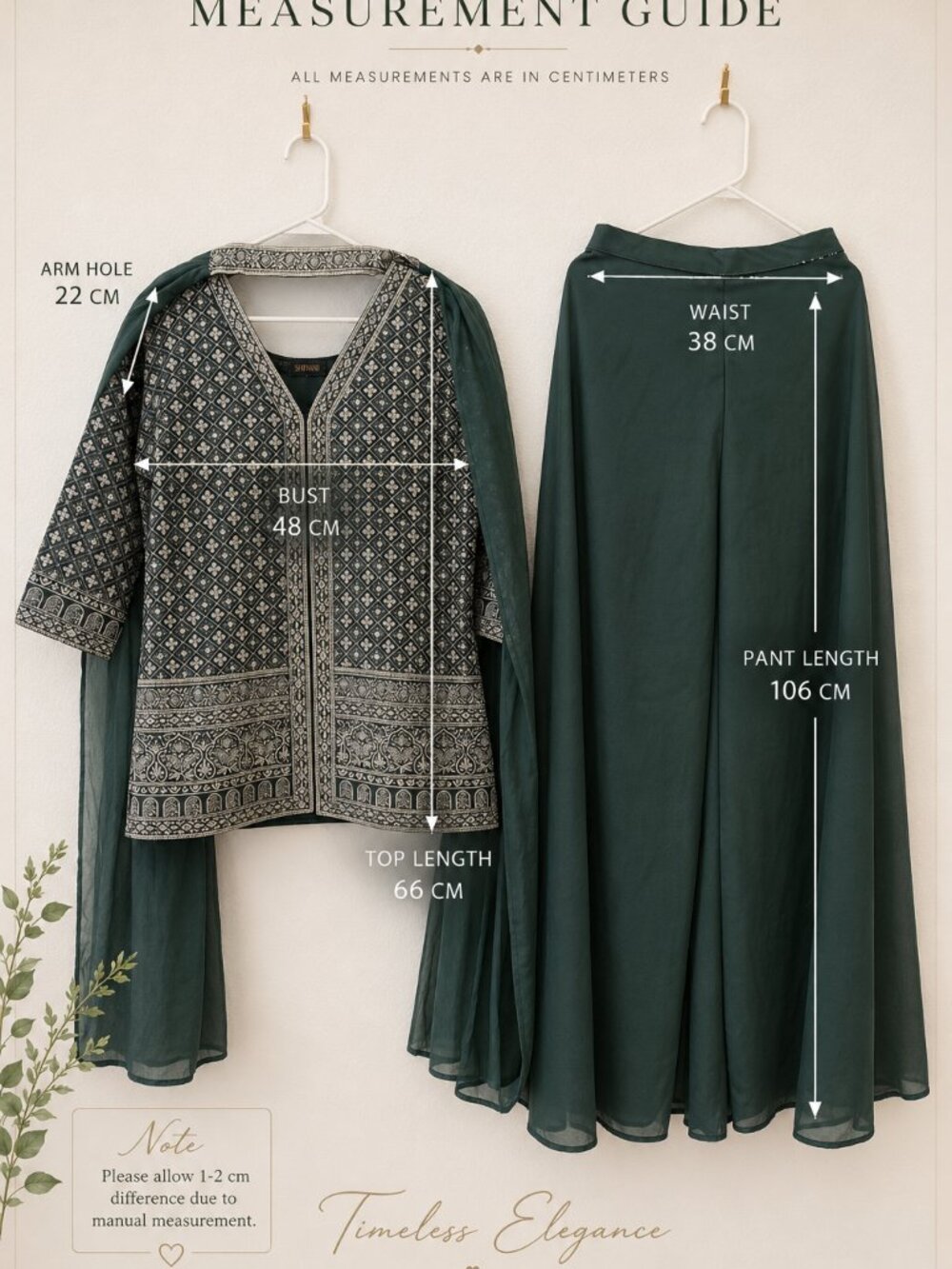 Dark Green Embroidered Kurta Set with Palazzo & Dupatta | Women's Indian Ethnic - Picture 8 of 8